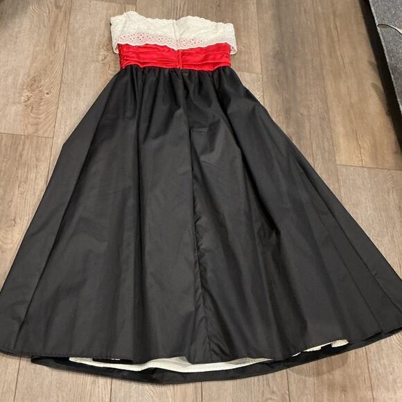 Retro Strapless Black White Eyelet Red Maxi Tulle Ball Gown Dress Size 2/Small? - Picture 5 of 9